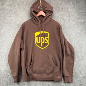 MV Sport Pro Weave UPS Hoodie Mens Medium Brown Yellow Shield Logo Pullover